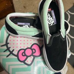 Vans Kids Slip-On Sneakers - Black and Mint